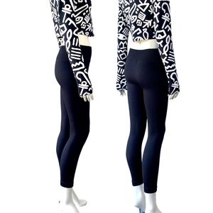 NEW black fleece lined knit leggings